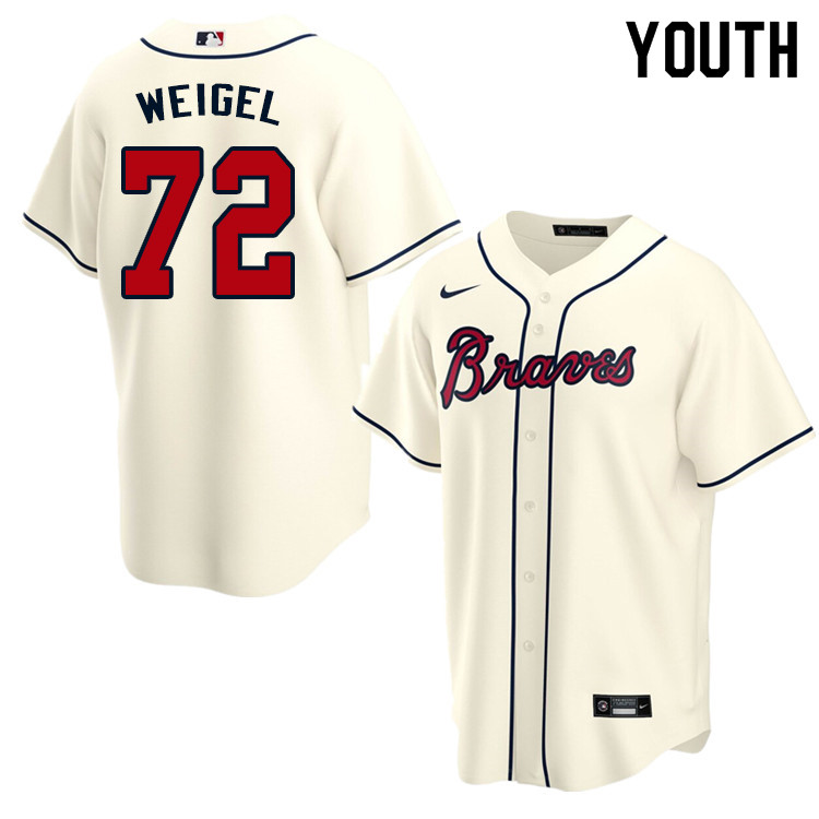 Nike Youth #72 Patrick Weigel Atlanta Braves Baseball Jerseys Sale-Cream